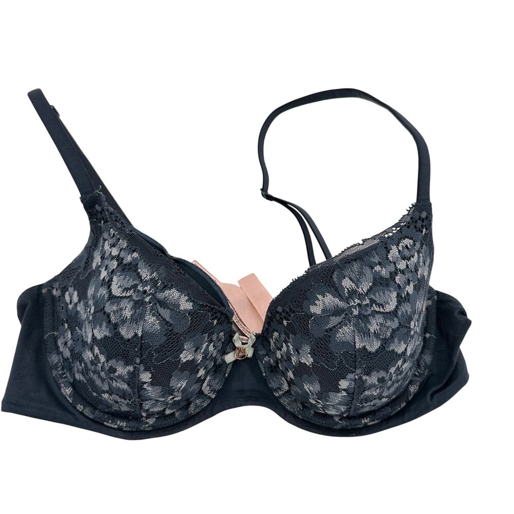 Victoria's Secret Body By Victoria Lined Demi Blue Floral Lace Bra Size 34C